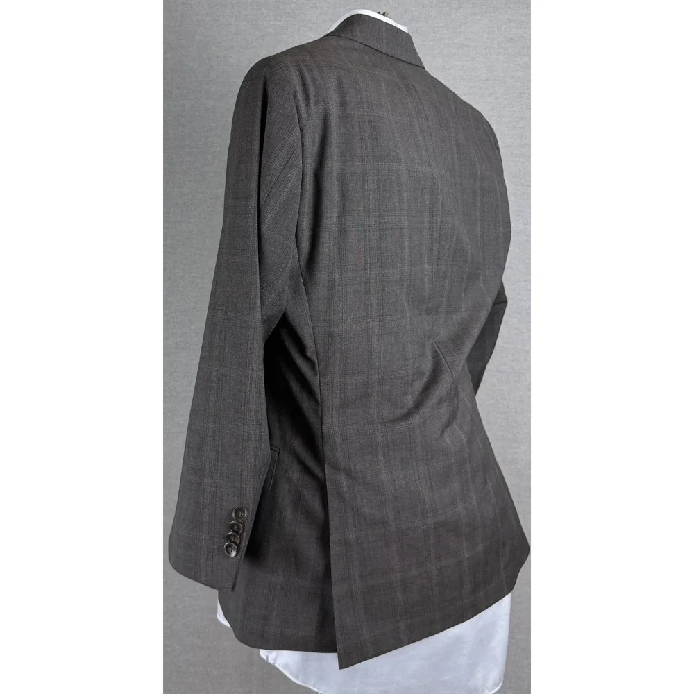 Hugo Boss Reda Super 110 Wool Blazer Mens 34R Charcoal‎ Grey Glen Check Sport